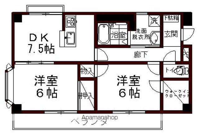 スカイコートF(2DK/2階)の間取り写真