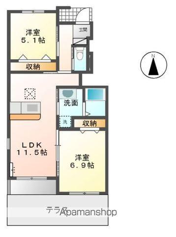 リライアンスD(2LDK/1階)の間取り写真