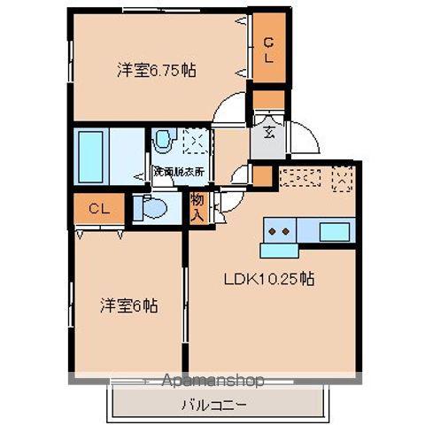 アミティエⅡ(2LDK/2階)の間取り写真