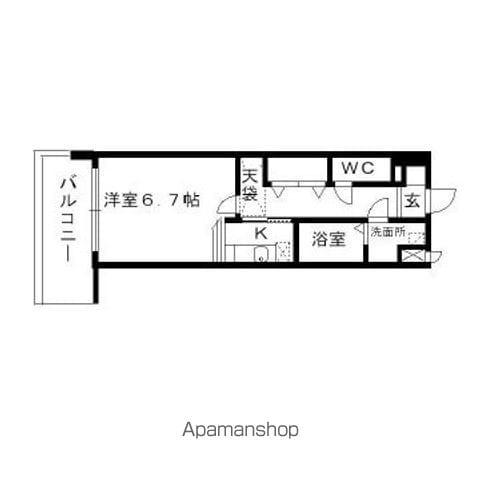 プレステージ東比恵(1K/6階)の間取り写真