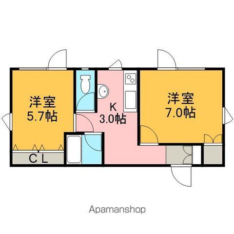 千歳線 サッポロビール庭園駅 徒歩12分 2階建 築28年(2K/2階)の間取り写真
