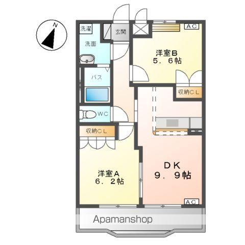 ロイヤルガーデン(2DK/2階)の間取り写真