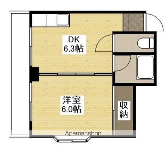 北神ビル(1DK/2階)の間取り写真