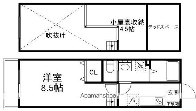 SパレスⅣ(1K/1階)の間取り写真