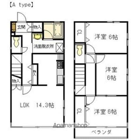 名古屋市東山線 上社駅 徒歩13分 2階建 築17年(3LDK)の間取り写真