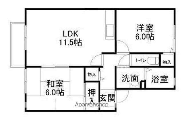 セゾン・ド・マリッジC棟(2LDK/2階)の間取り写真
