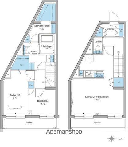 ルフォンリヴェント杉並永福(2SLDK/1階)の間取り写真
