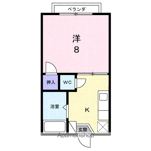 ロンドンストリートⅡ(1K/1階)の間取り写真