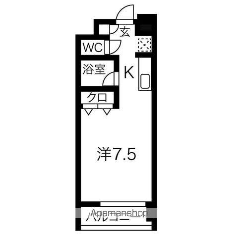 ヴィラ森林公園(ワンルーム/2階)の間取り写真