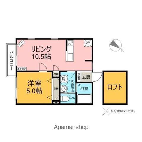 青い森鉄道 青森駅 バス乗車時間：12分 浪館前田バス停で下車 徒歩3分 2階建 築22年(1LDK/2階)の間取り写真
