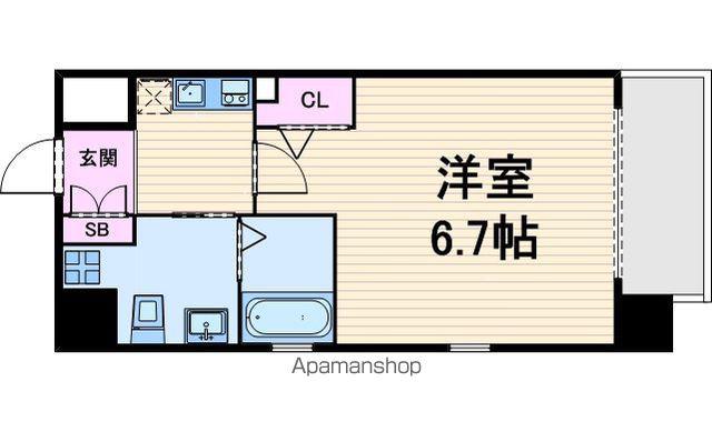 レジディア谷町(1K/12階)の間取り写真