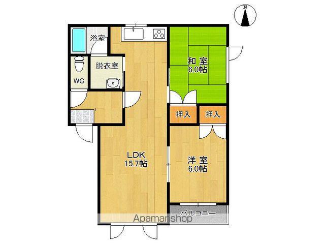 ヴィラージュ早苗(2LDK/2階)の間取り写真