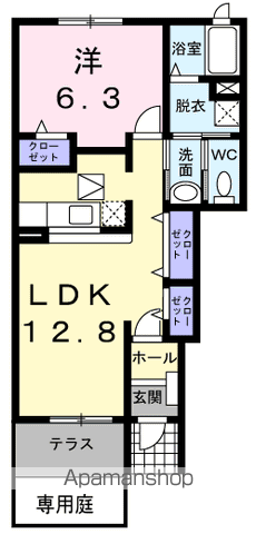 ヴィオラ メゾンⅡ(1LDK/1階)の間取り写真