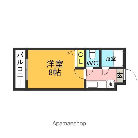 ウィザード九工大前(1K/1階)の間取り写真
