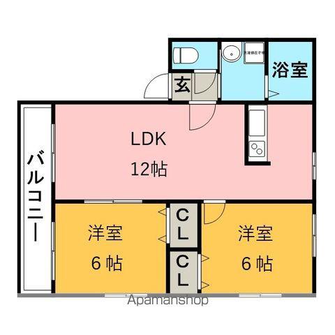 チャームコート・K(2LDK/2階)の間取り写真