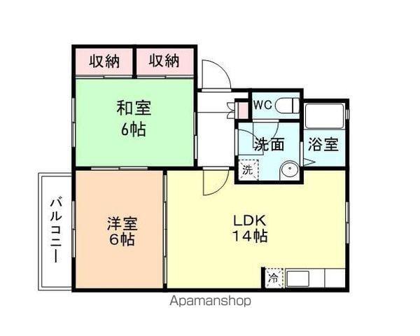 フレグランス南台(2LDK/2階)の間取り写真