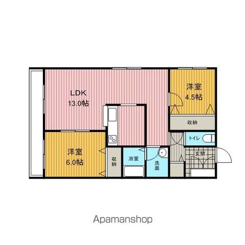 甘久ビル(2LDK/2階)の間取り写真