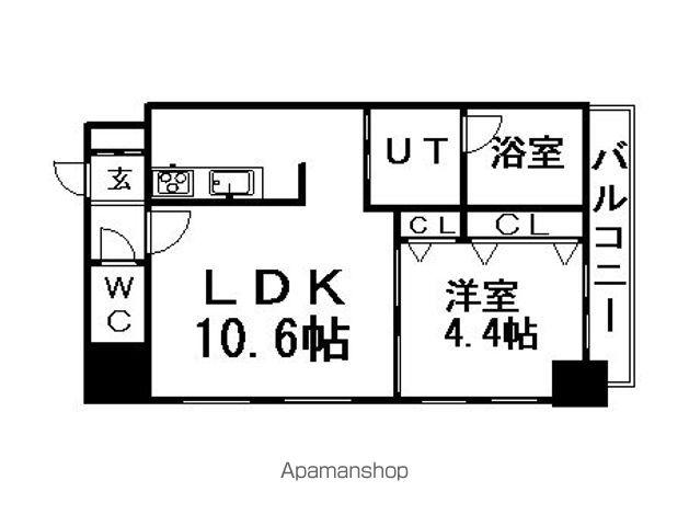 イオ南3条(1LDK/4階)の間取り写真