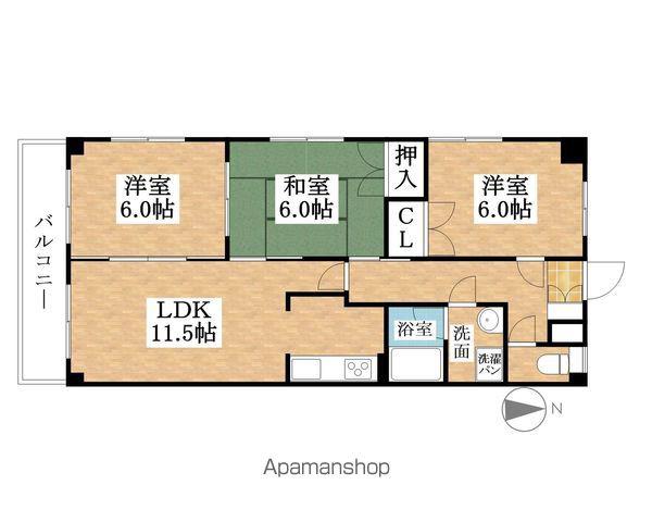 アムール河田(3LDK/4階)の間取り写真