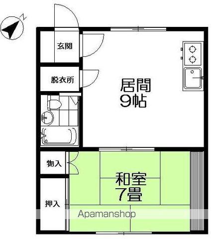 PARK TOWNB(1DK/2階)の間取り写真