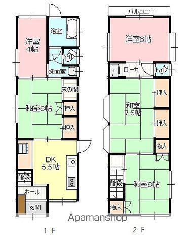 広島県江田島市 2階建 築51年(5DK)の間取り写真
