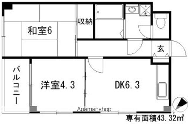 ベルカーサ生麦(2DK/6階)の間取り写真