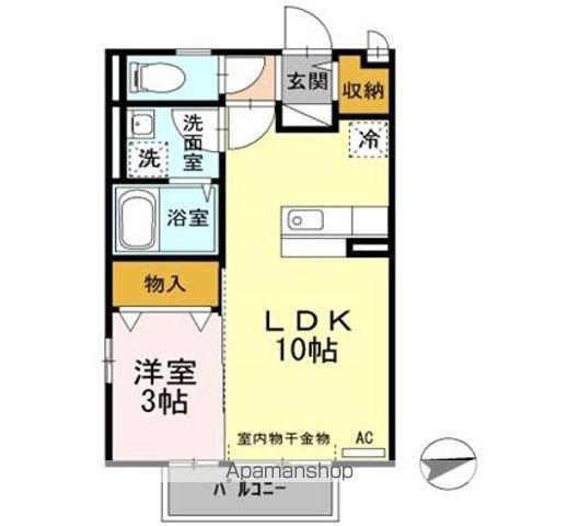 クレールレセンテC棟(1LDK/2階)の間取り写真