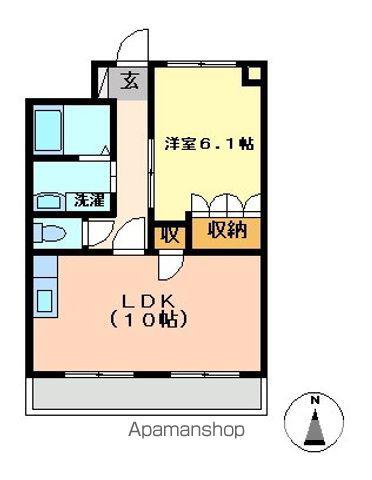 ネオレジデンス広川(1LDK/1階)の間取り写真