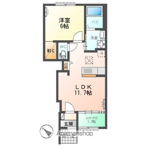 カーサ・リガシー(1LDK/1階)の間取り写真