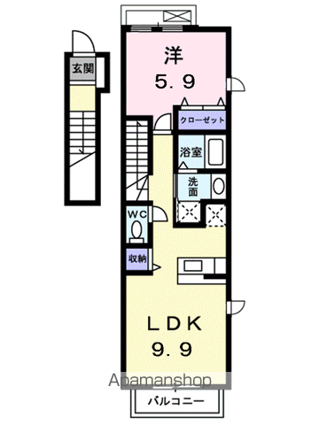 アクテュエルS(1LDK/2階)の間取り写真