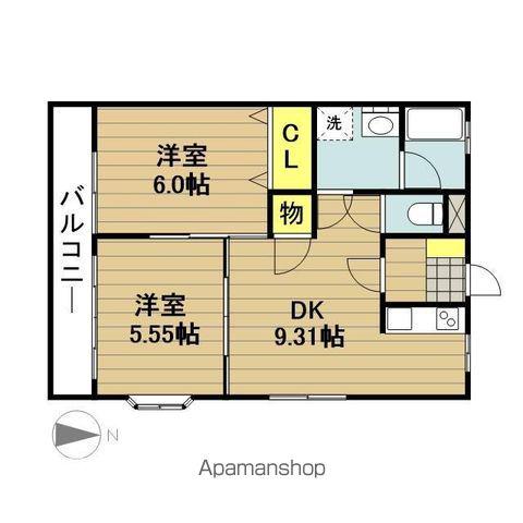大畑第二マンション(2DK/2階)の間取り写真