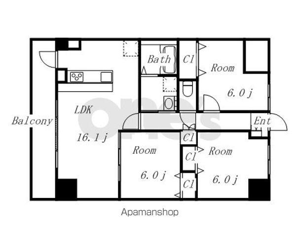 ノーブル徳川(3LDK/11階)の間取り写真