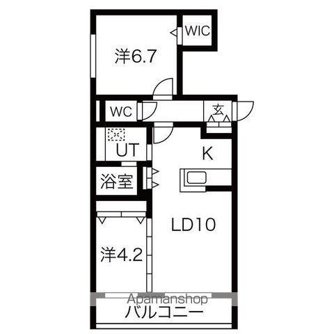 ロイヤルガーデン北6条(2LDK/2階)の間取り写真