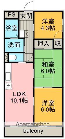 シャルダン三矢(2LDK/2階)の間取り写真