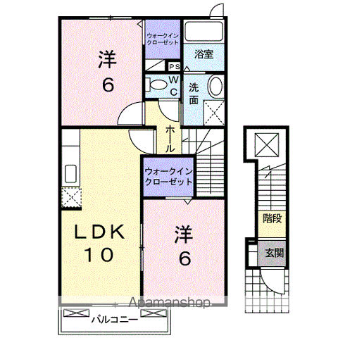 リーフグリーンハイツⅢ(2LDK/2階)の間取り写真