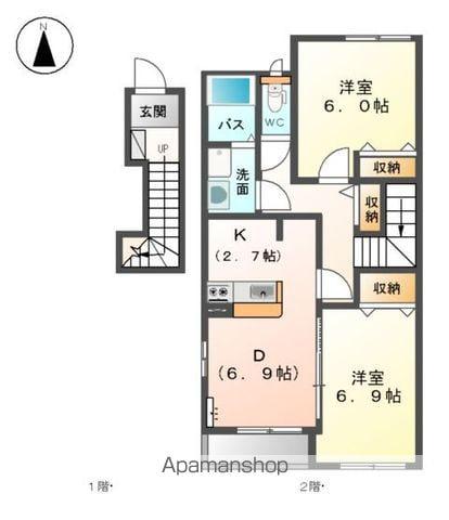 パステルハイム(2DK/2階)の間取り写真