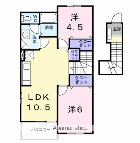 リュミエール・KB(2LDK/2階)の間取り写真