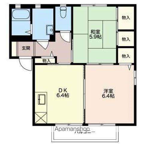 ヴィラージュ 2(2DK/2階)の間取り写真