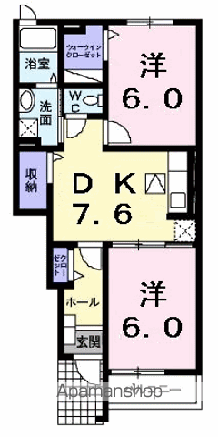 メルシーB棟(2DK/1階)の間取り写真