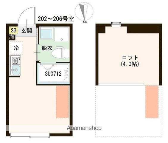 ハーモニーテラス下井草Ⅲ(ワンルーム/2階)の間取り写真