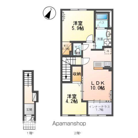南中山1丁目アパート(2LDK/2階)の間取り写真
