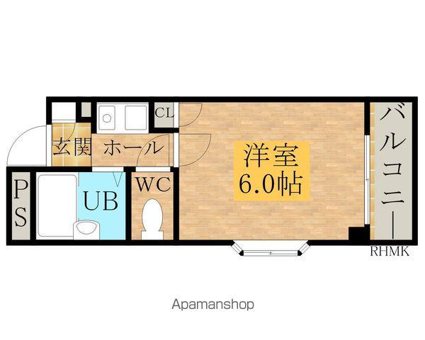 ドミール小松里(1K/3階)の間取り写真