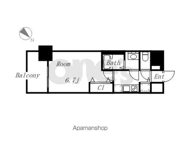 PRESSANCE鶴舞公園セラヴィ(1K/2階)の間取り写真