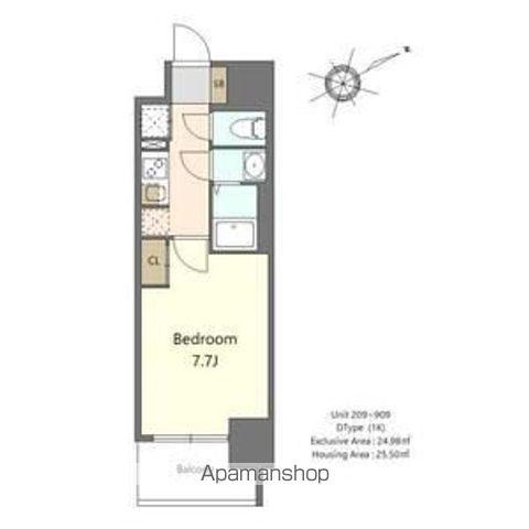 S-RESIDENCE堺浜寺AXIAL(1K/6階)の間取り写真