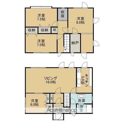 釧網本線 桂台駅 バス乗車時間：16分 潮見３丁目バス停で下車 徒歩2分 2階建 築32年(4LDK)の間取り写真
