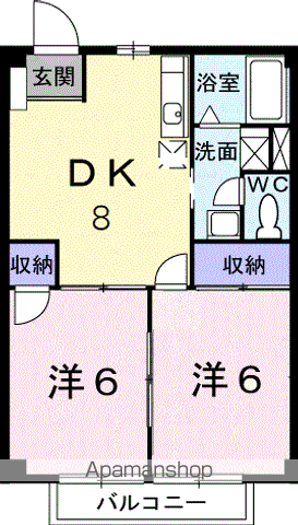カーム植上Ⅰ(2DK/1階)の間取り写真