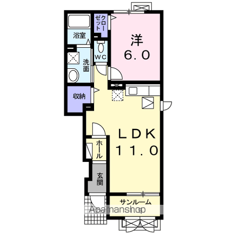 サン・フジヤ(1LDK/1階)の間取り写真