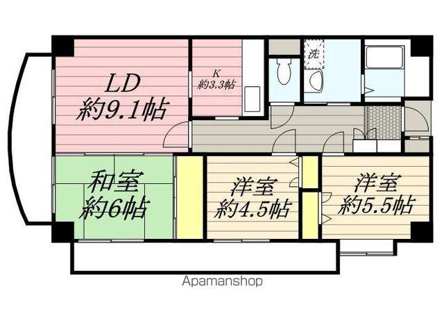 ネオアージュ三鷹(3LDK/6階)の間取り写真