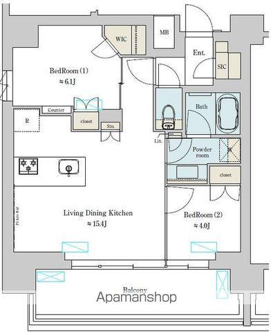 BRILLIA IST 上野稲荷町(2LDK/13階)の間取り写真