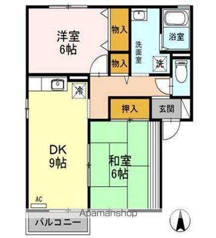 サンハイム A棟B棟(2DK/1階)の間取り写真